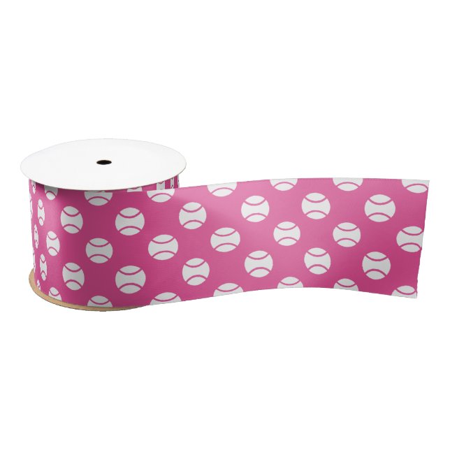 Pink tennis ball pattern custom gift wrap ribbon satin ribbon (Spool)