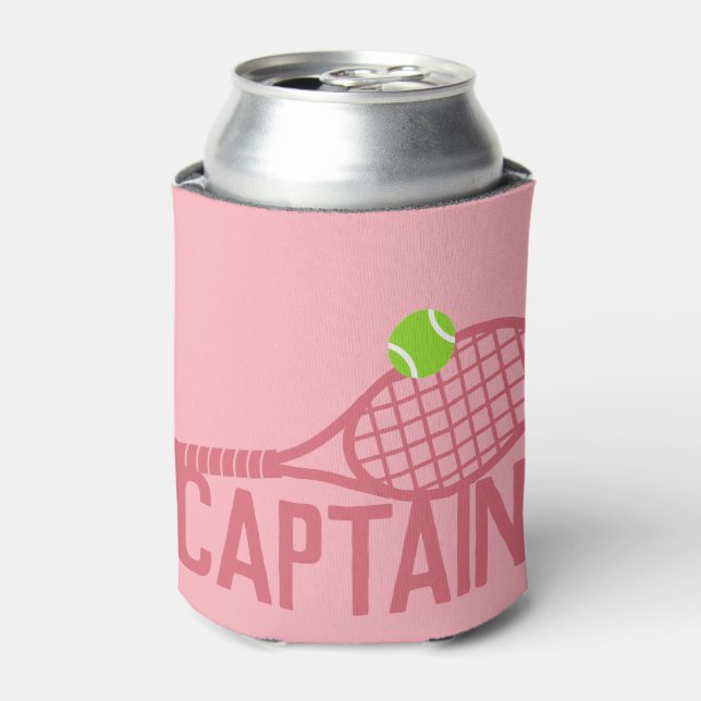 Pink Tennis Captain Personalised  Can Cooler (Can Front)