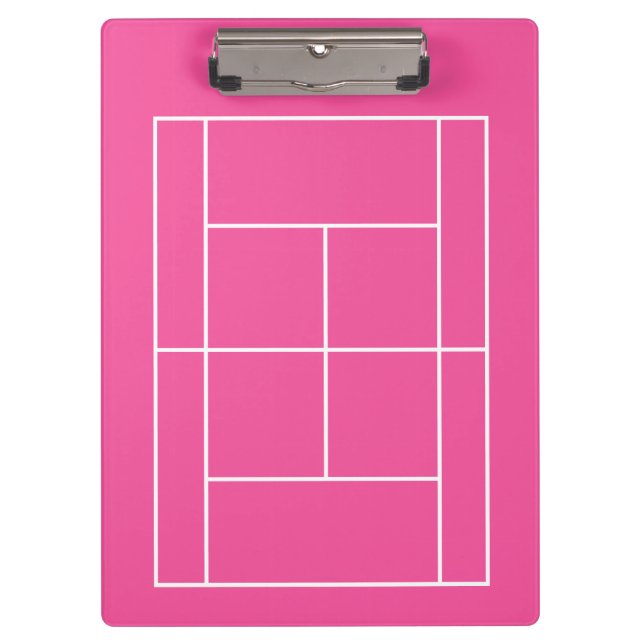 Pink tennis court clipboard for coach or captain (Front)