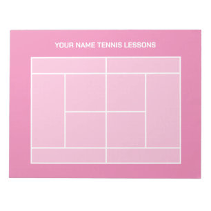Pink tennis court layout notepad for coaching