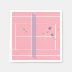 Pink Tennis Court Modern Tennis Player     Napkin