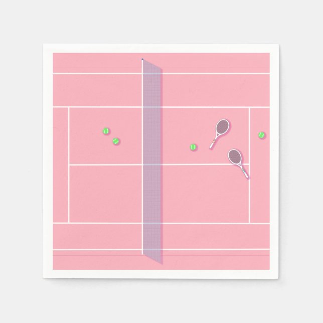 Pink Tennis Court Modern Tennis Player     Napkin (Front)