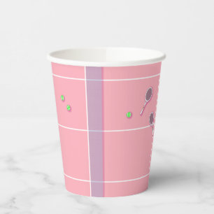 Pink Tennis Court Modern Tennis Player    Paper Cups