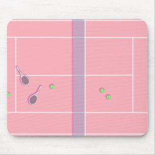 Pink Tennis Court Preppy Modern Tennis Player    Mouse Mat