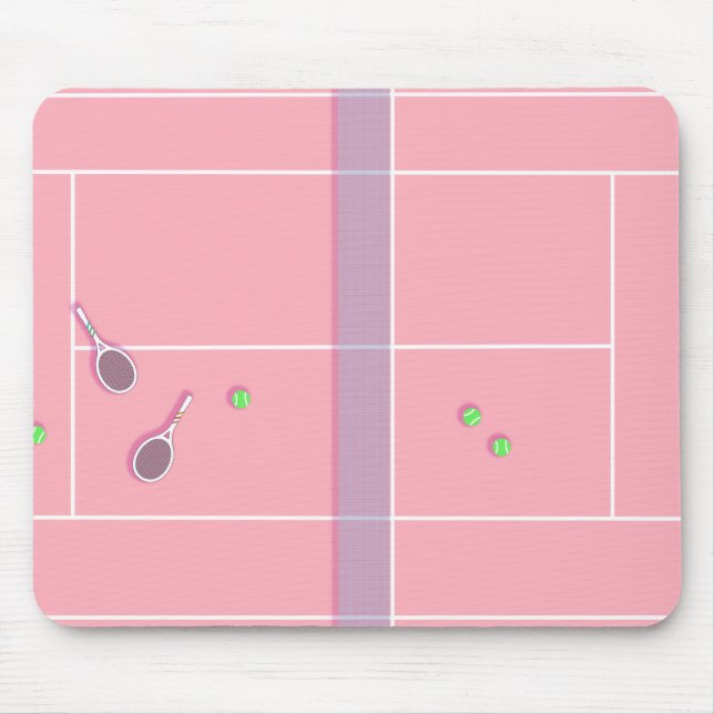 Pink Tennis Court Preppy Modern Tennis Player    Mouse Mat (Front)