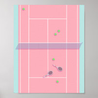 Pink Tennis Court Preppy Modern Tennis Player