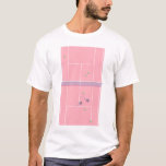 Pink Tennis Court Preppy Modern Tennis Player T-Shirt<br><div class="desc">Personalised classic tennis court design in blue with classic, chic, preppy & elegant tennis rackets and green tennis balls. Simple, minimalist gift for your tennis coach or tennis team. Personalised Gift for a tennis player. Blue tennis court illustration. Trendy tennis players home decor. Trendy modern tennis player gifts. Cool retro...</div>