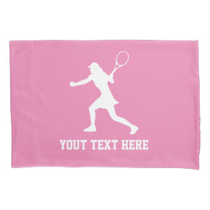 Pink tennis player silhouette pillow case for girl