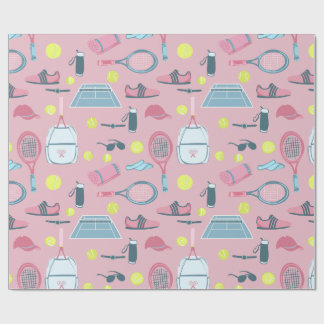 pink tennis racket ball court equipment wrapping paper