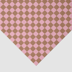 Pink Terracotta Checkerboard Checkered Girly Retro Tissue Paper