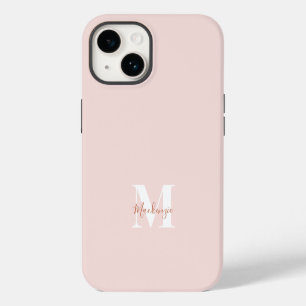 Pink & Terracotta Modern Initial Monogram Case-Mat iPhone 14 Case