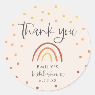 Pink Terracotta Rainbow Bridal Shower Thank You Classic Round Sticker
