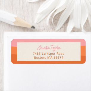 Pink Terracotta Stripe Personalised Return Address