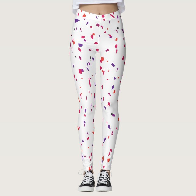 Pink Terrazo Elegant Summer Leggings (Front)