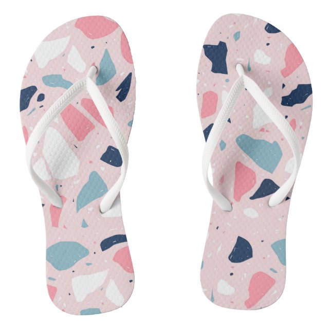 Pink Terrazzo Pattern Flip Flops (Footbed)
