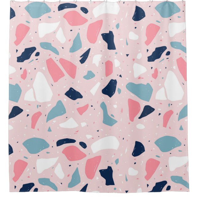 Pink Terrazzo Pattern Shower Curtain (Front)