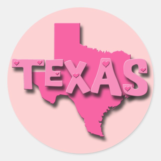 PINK TEXAS CLASSIC ROUND STICKER (Front)