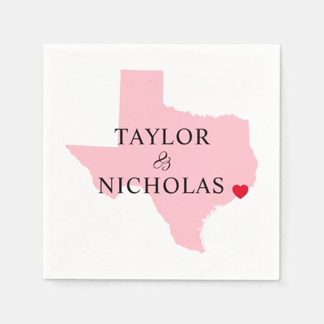 Pink Texas Wedding Napkin (Front)