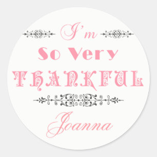 Pink Text Design- Thank You Classic Round Sticker