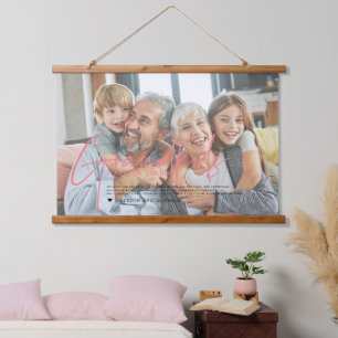 Pink Text   Grandkids Make Life Grand Photo Hanging Tapestry