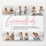 Pink Text | Grandkids Make Life Grand Photo Mouse Mat<br><div class="desc">"Grandkids make life grand" in pink modern calligraphy lettering overlays and 6 photo collage. Perfect for any grandparent! - mama, grandma, nana, meema, abuelito, grammie, grammy, momma, mimi, nanny, memaw, nanie, yiayia - papa, pépé, grandad, grandpapa, grand-pére, grampa, gramps, grampy, geepa, paw-paw, pappou, pop-pop, poppy, pops, pappy, nonno, opa, baba,...</div>