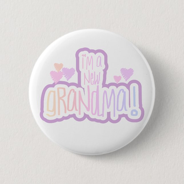 Pink Text I'm a New Grandma 6 Cm Round Badge (Front)