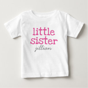 Pink Text Little Sister Add a Name Baby T-Shirt