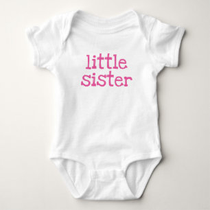 Pink Text Little Sister Baby Bodysuit