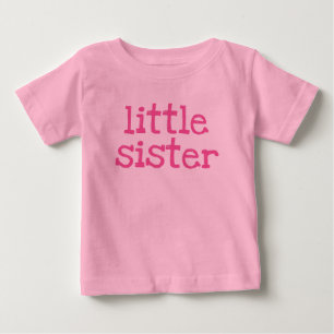 Pink Text Little Sister Baby T-Shirt