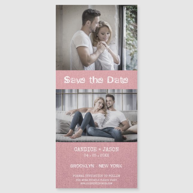 Pink Textile Texture Engaged Romantic Couple (Front)