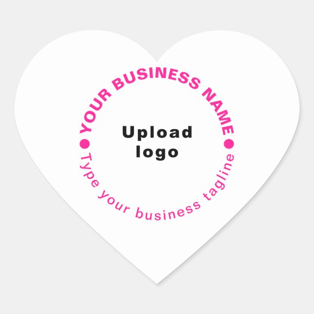 Pink Texts Business Tagline on Heart Shape Sticker (Front)