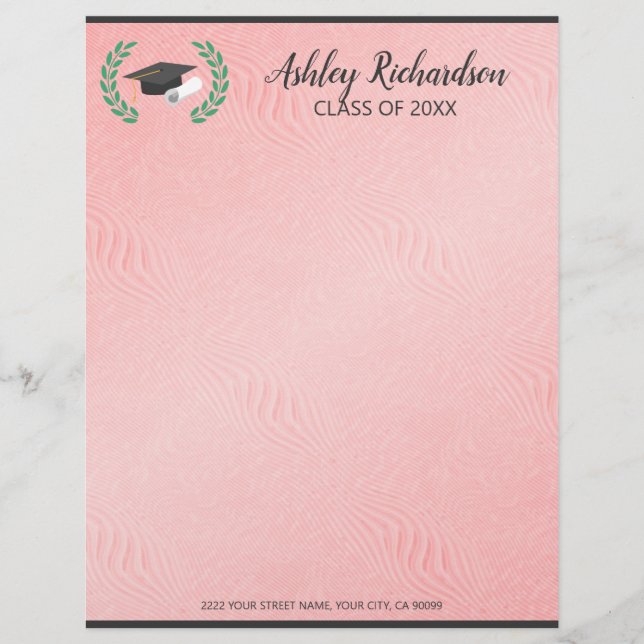 Pink Texture Background Custom Letterhead (Front)