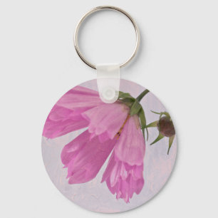 Pink Textured Cosmo Flower Key Ring