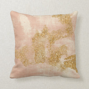 *~* Pink Textured Gold Glitter Distressed Golden Cushion