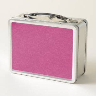 Pink textured surface with swirling pattern metal lunch box
