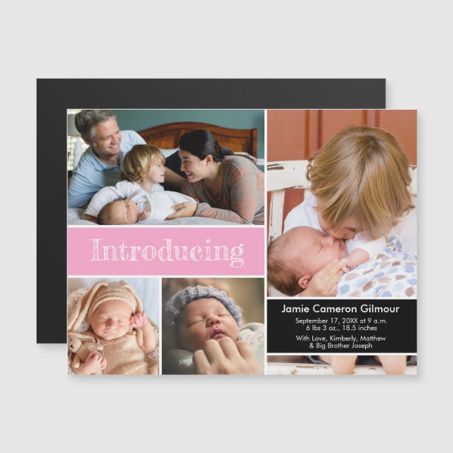 Pink Thank You and Introducing Second baby Photos (Front/Back)