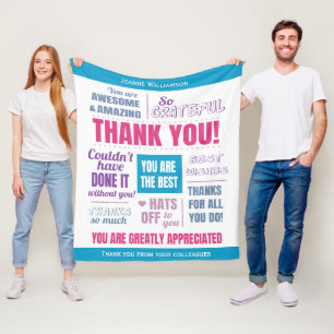 Pink Thank You Appreciation Fleece Blanket