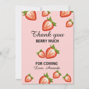 Pink Thank you Berry much First Birthday Invitation