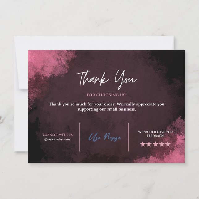 Pink Thank you Card template, Business Thank You (Front)