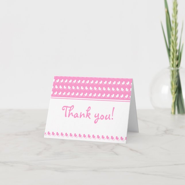 pink thank you card with ducks (Front)