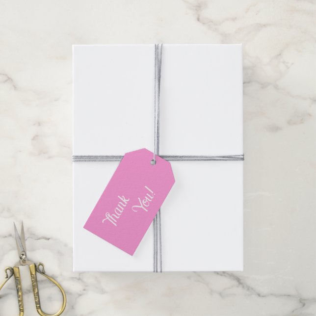 Pink Thank You Gift Tag with Hearts Pattern (With Twine)