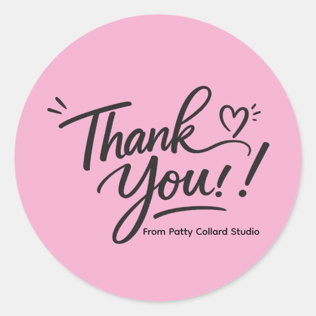 Pink Thank you! modern calligraphy Sticker (Front)