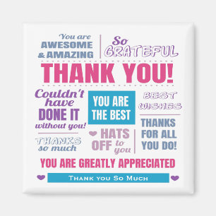 Pink Thank You Modern Typography Magnet