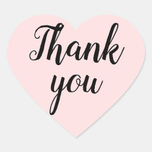 Pink thank you simple minimalist heart sticker