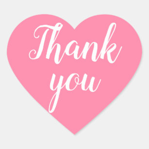 Pink thank you simple minimalist heart sticker