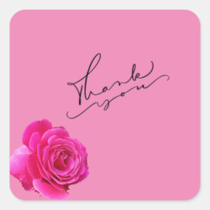 Pink Thank You Square Sticker