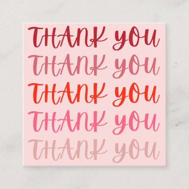 Pink Thank You Thank You Thank You Cards (Front)