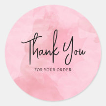 Pink Thank You Watercolour Sticker