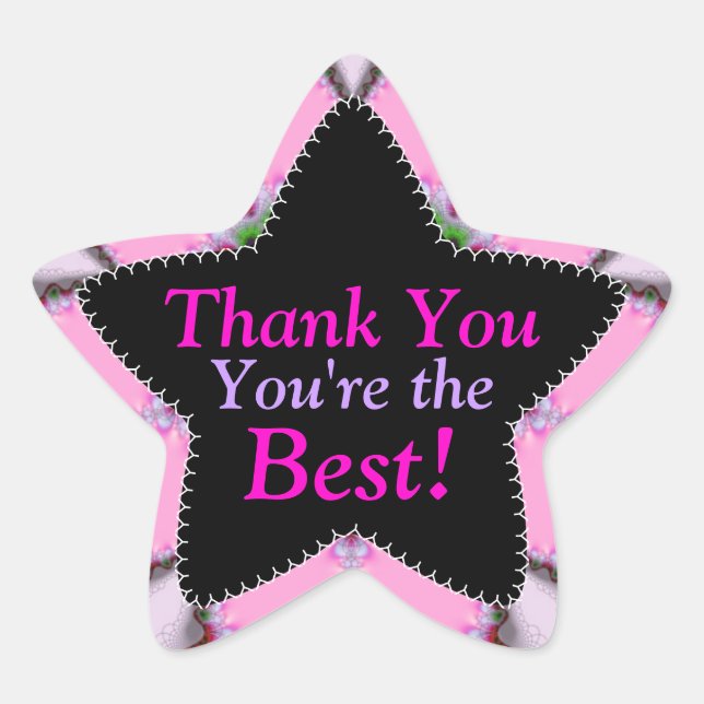 Pink Thank You | You're the Best Star Sticker (Front)