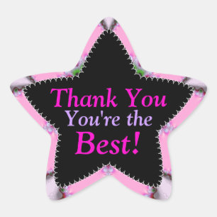 Pink Thank You   You're the Best Star Sticker